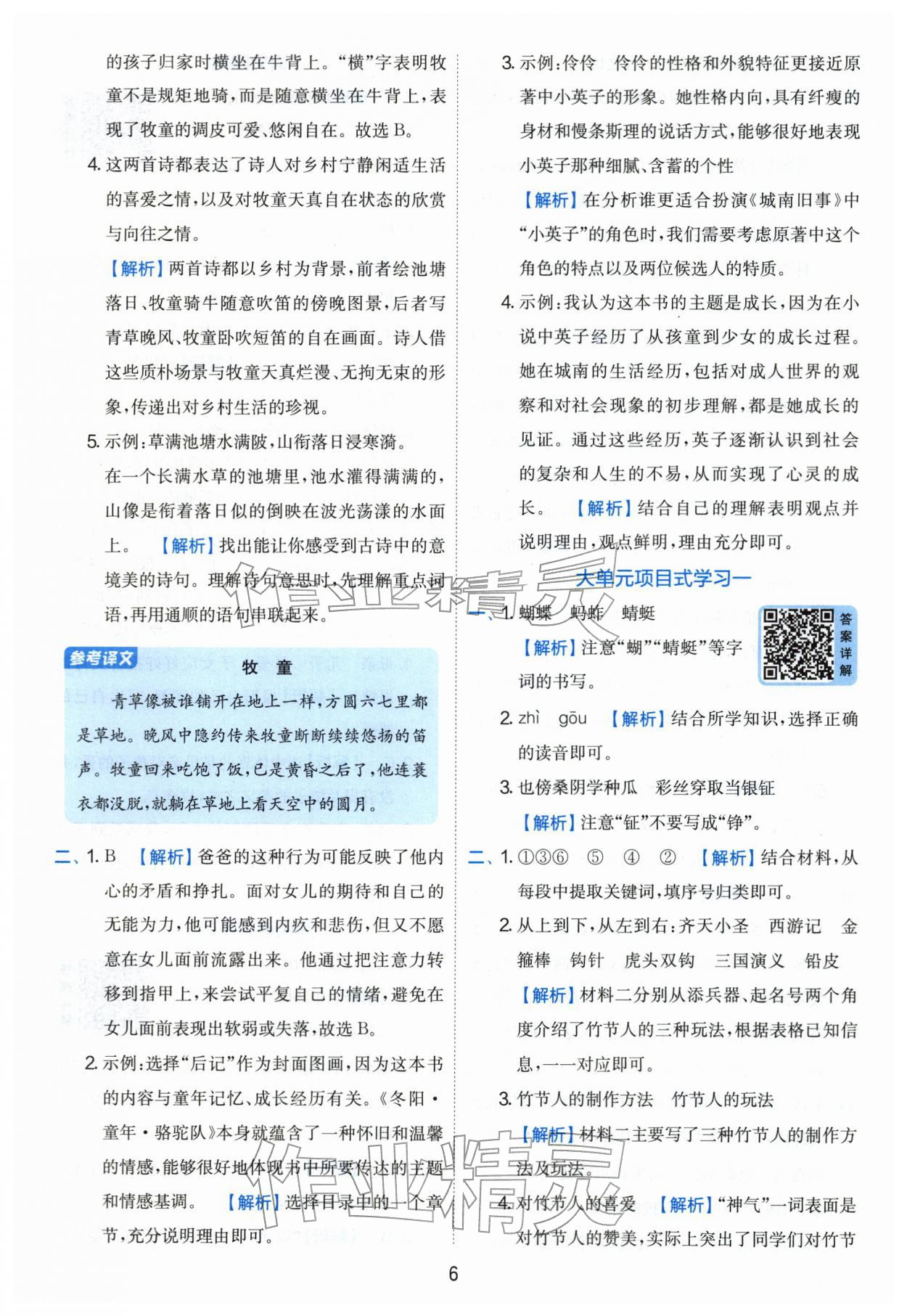 2026年实验班提优训练五年级语文下册人教版&nbsp;第6页