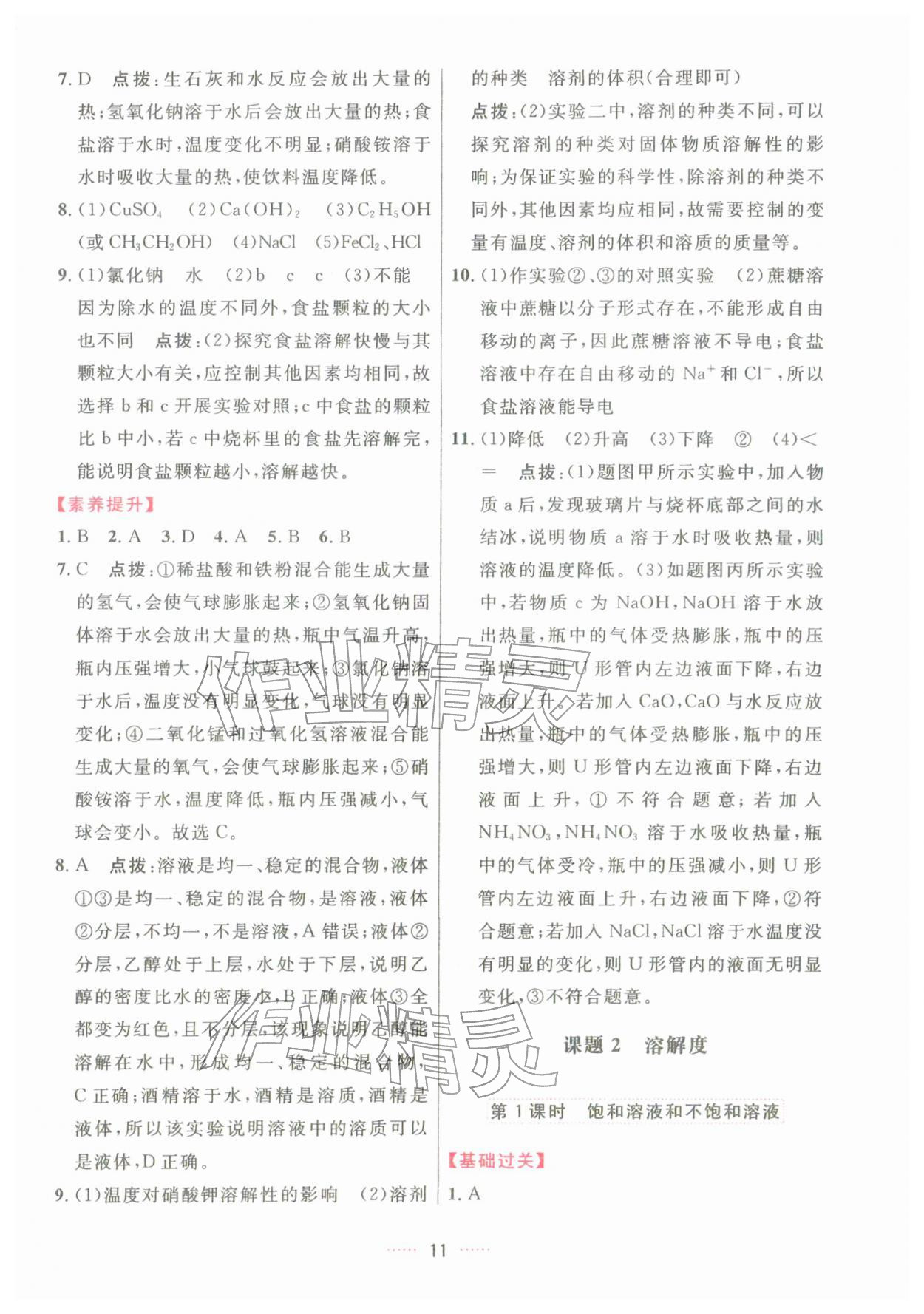 2026年三维数字课堂九年级化学下册人教版&nbsp;第11页