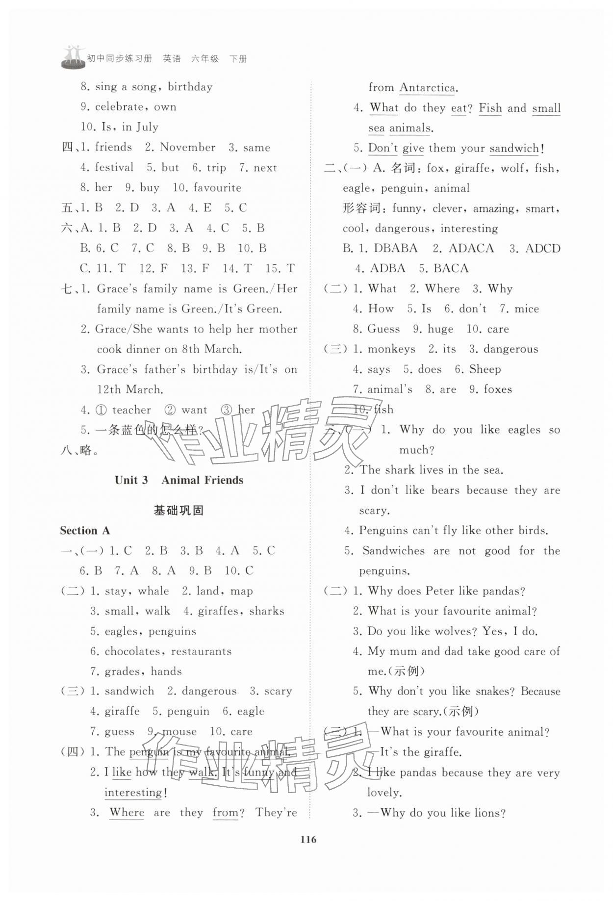 2026年同步练习册山东友谊出版社六年级英语下册鲁教版五四制&nbsp;第6页