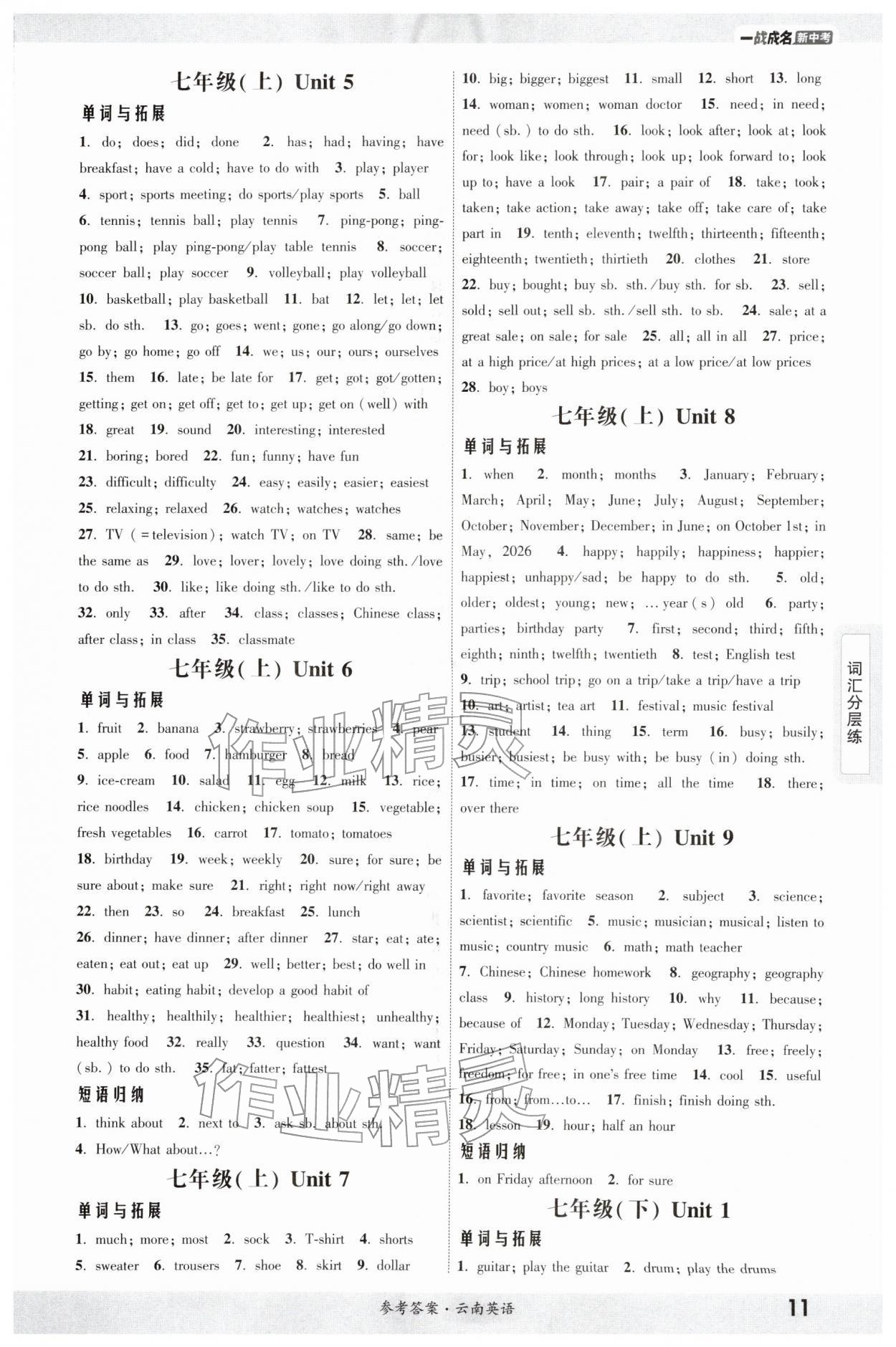 2026年一战成名考前新方案英语云南专版&nbsp;参考答案第10页