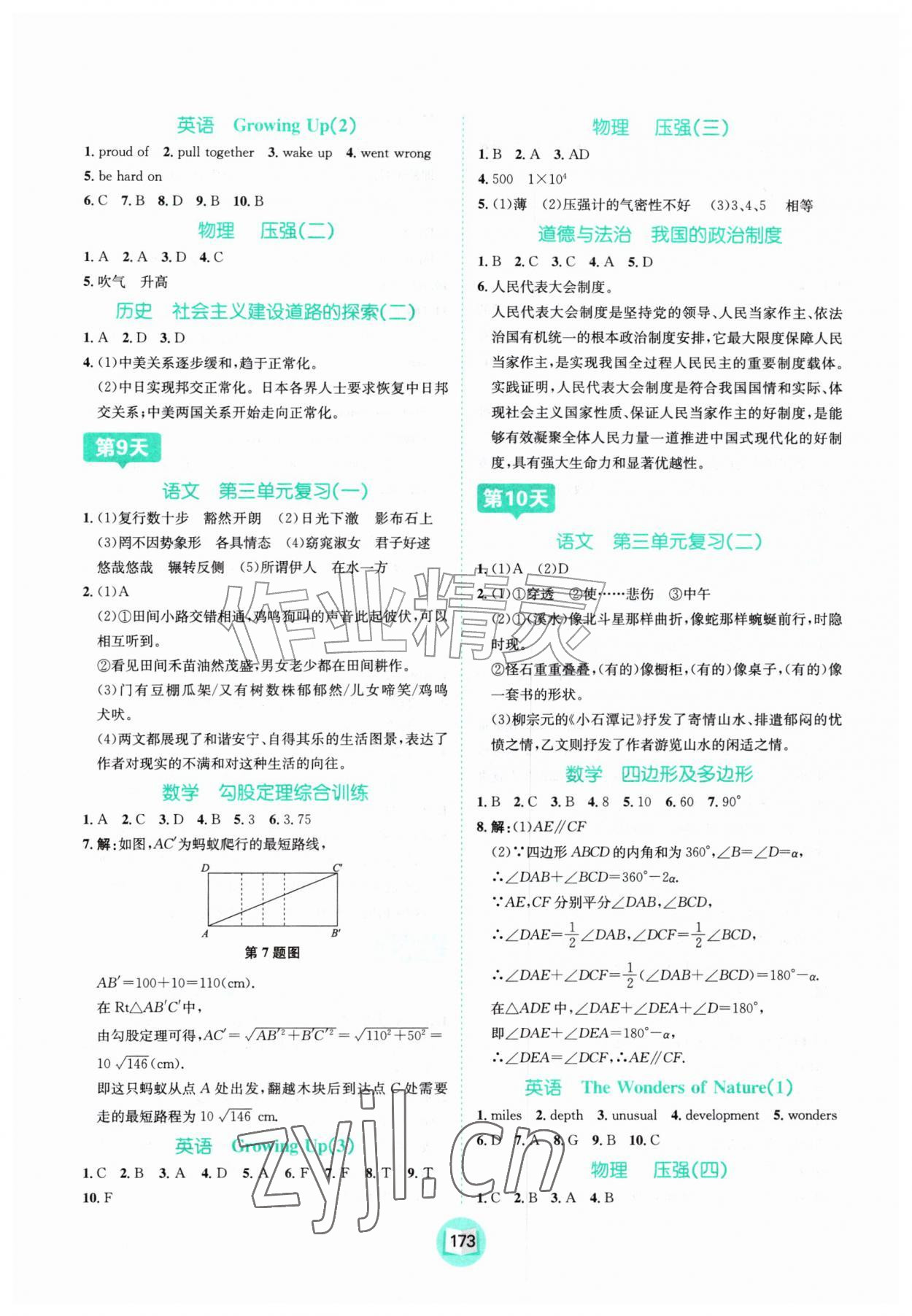 2026年暑假天地河北少年儿童出版社八年级合订本云南专版&nbsp;第5页