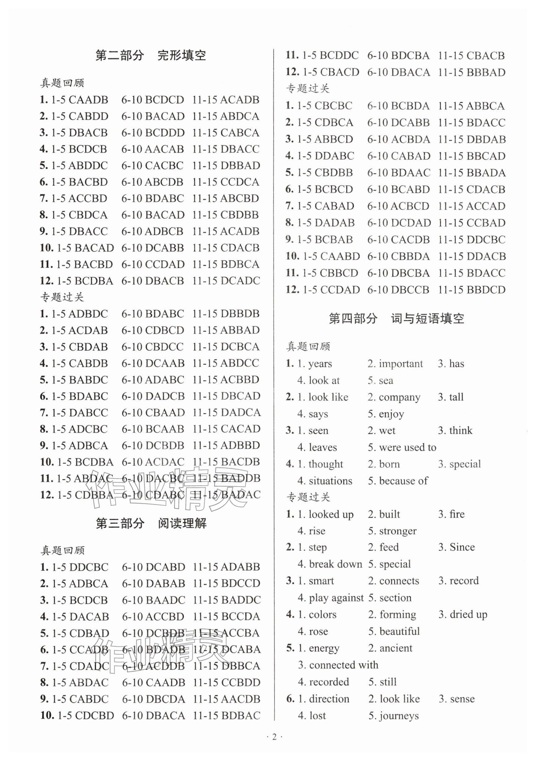 2026年天下中考专题总复习英语&nbsp;参考答案第2页