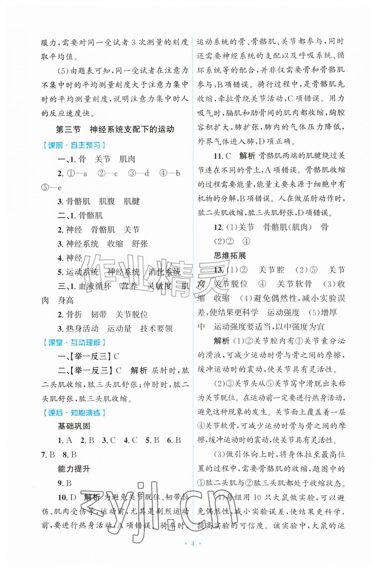 2026年同步练习册山东教育出版社八年级生物上册人教版&nbsp;第4页