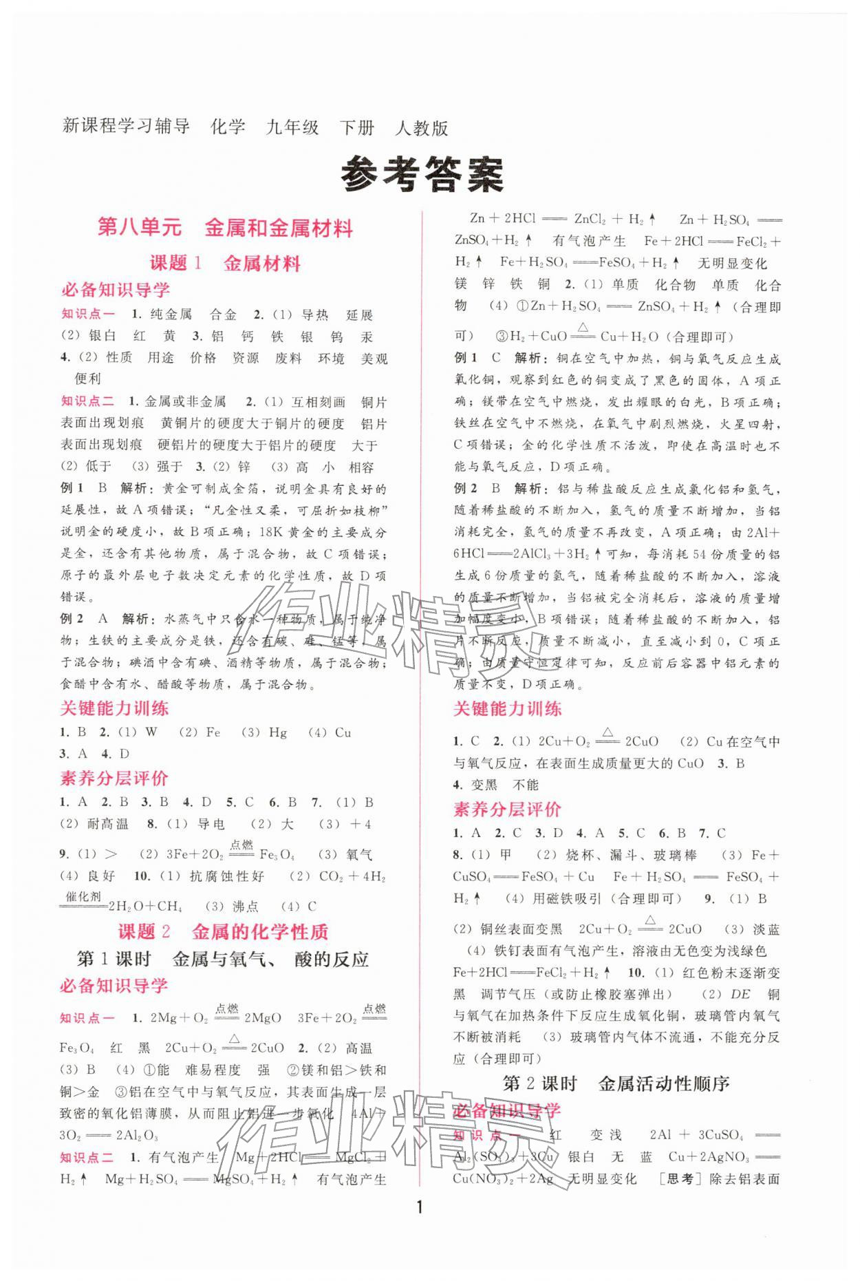 2026年新課程學(xué)習(xí)輔導(dǎo)九年級(jí)化學(xué)下冊人教版&nbsp;第1頁