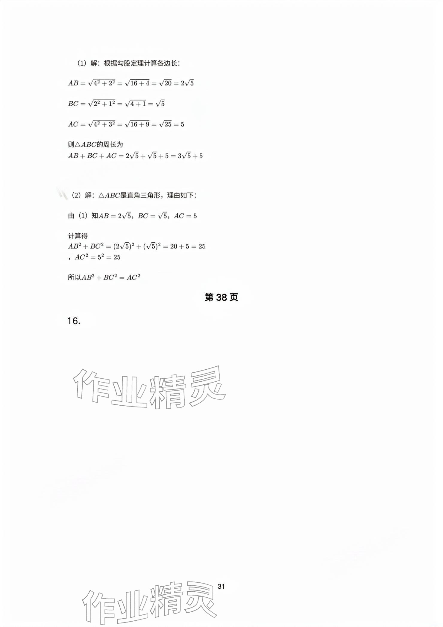 2026年基础训练大象出版社八年级数学下册人教版&nbsp;参考答案第31页