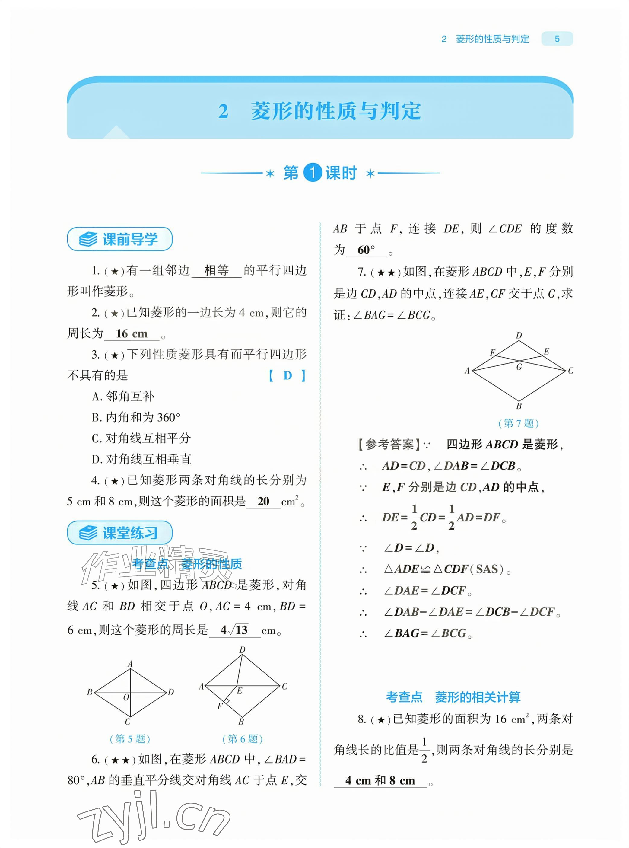 2026年基础训练大象出版社九年级数学上册北师大版&nbsp;参考答案第5页