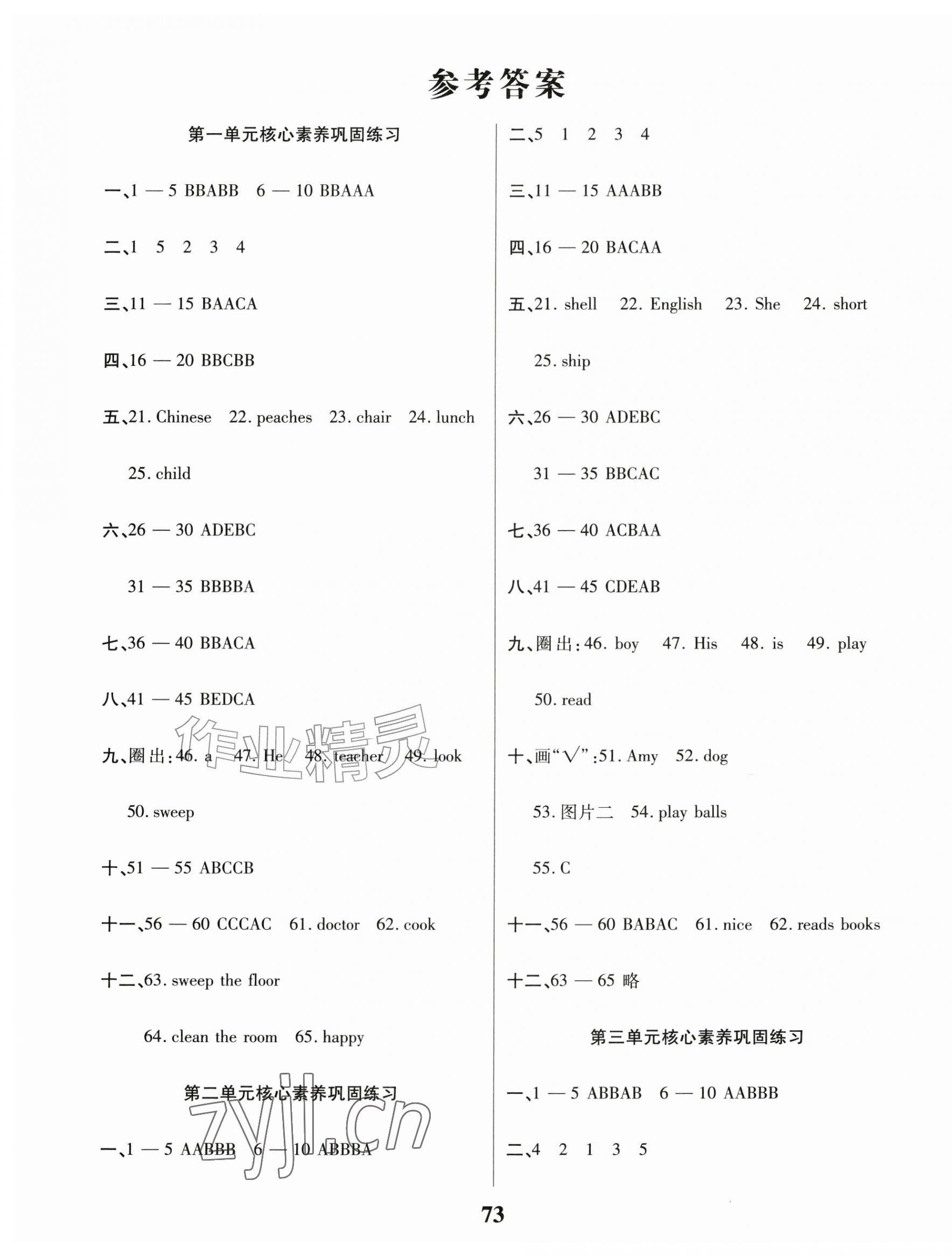 2026年培优名卷单元精练四年级英语上册人教版&nbsp;第1页