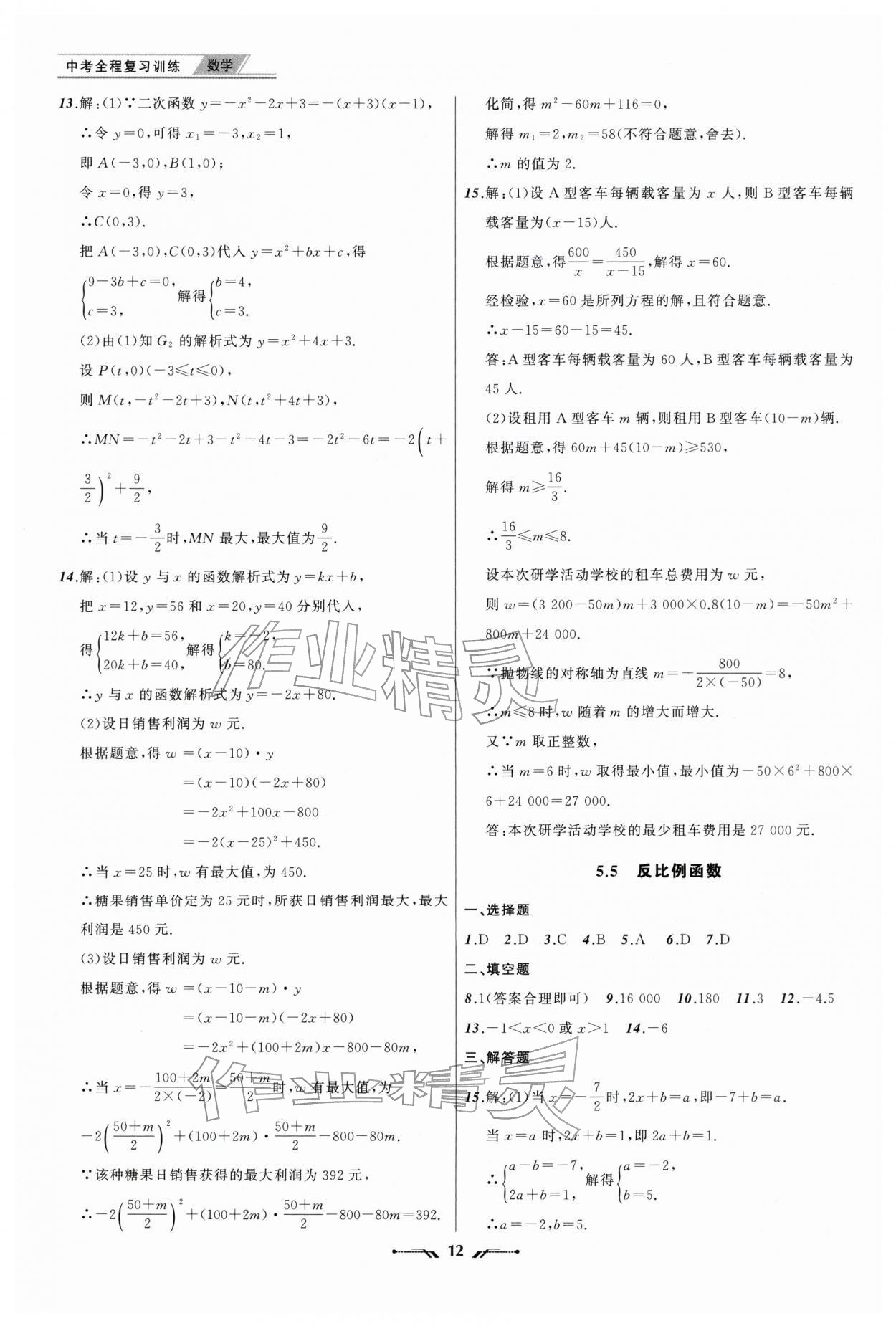 2026年中考全程复习训练数学&nbsp;第12页
