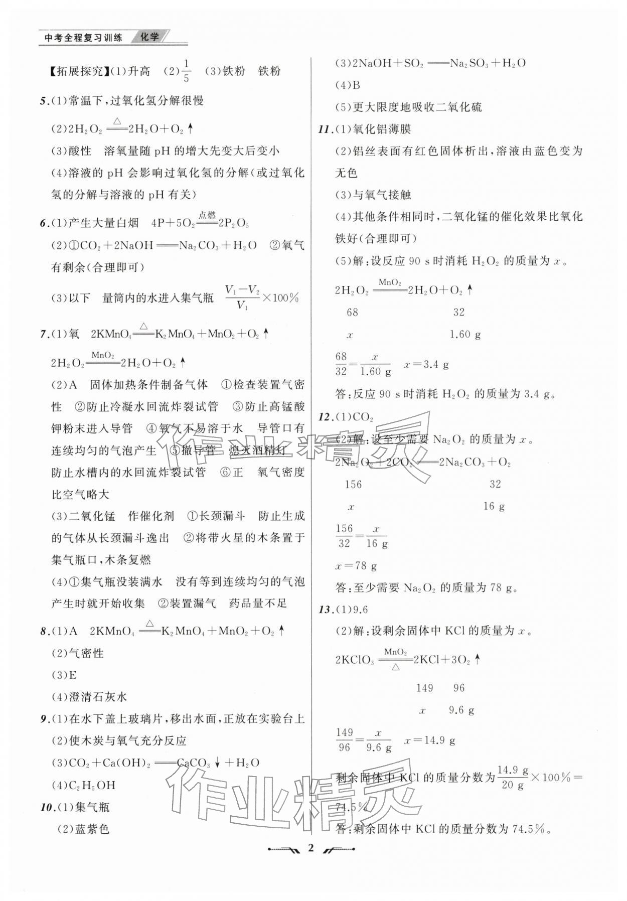 2026年中考全程复习训练化学&nbsp;第2页