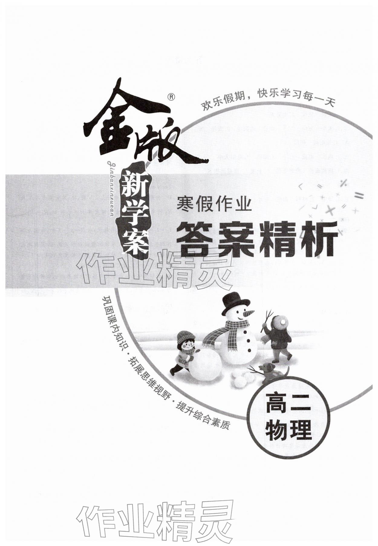 2026年金版新学案寒假作业高二物理&nbsp;第1页