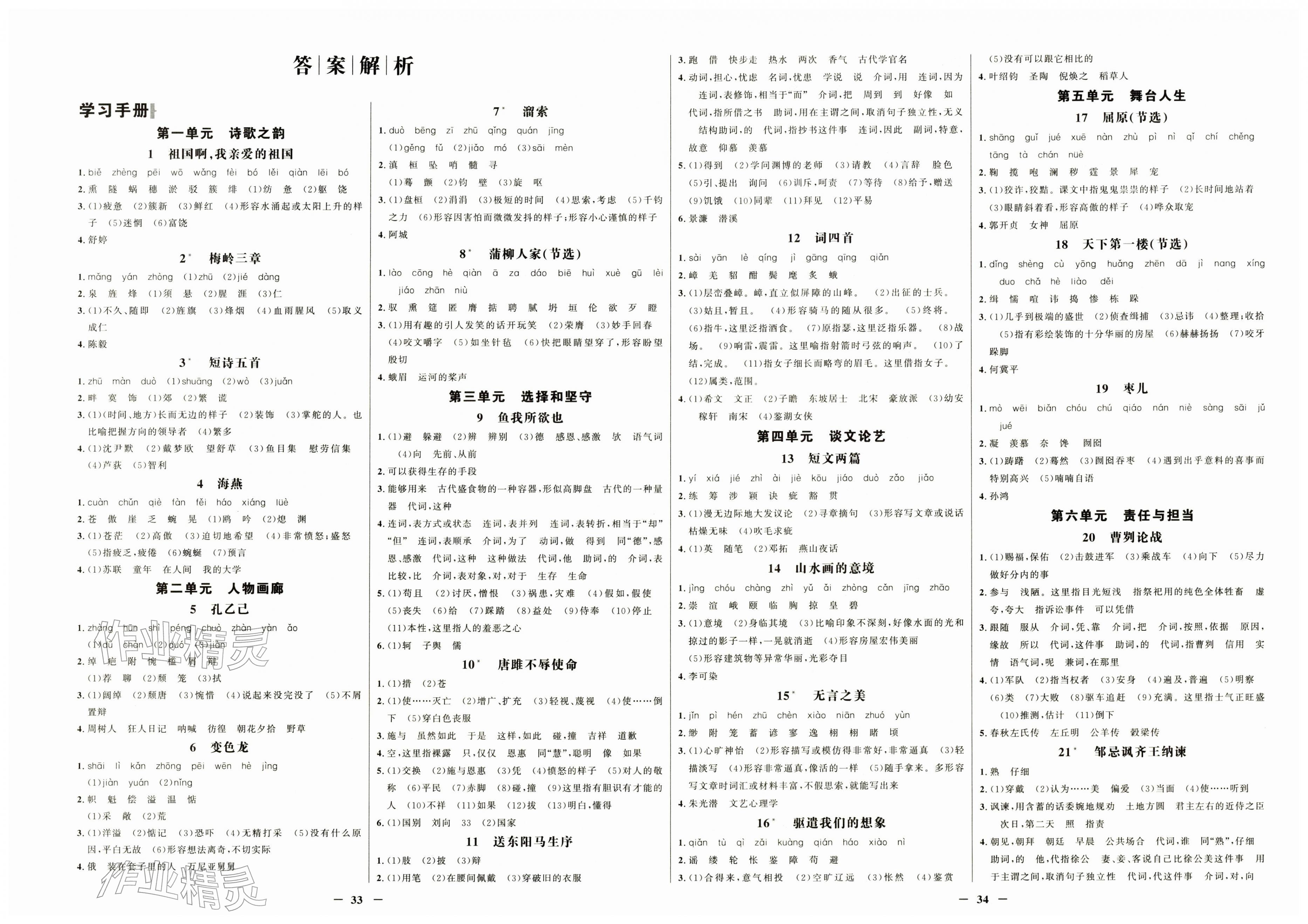 2026年世纪金榜金榜学案九年级语文下册&nbsp;第1页