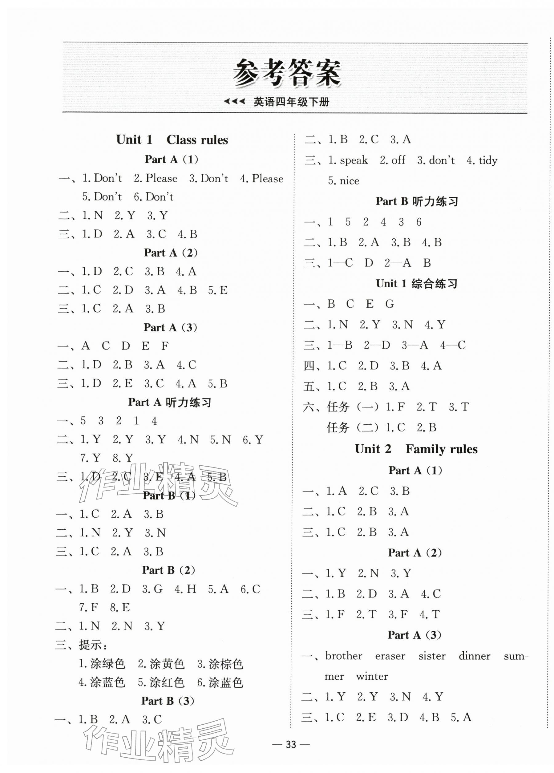 2026年新课标同步学练测四年级英语下册人教版&nbsp;第1页