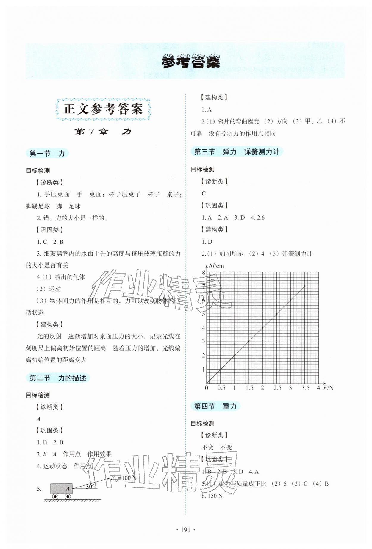 2026年物理学生活动手册八年级下册教科版&nbsp;参考答案第1页
