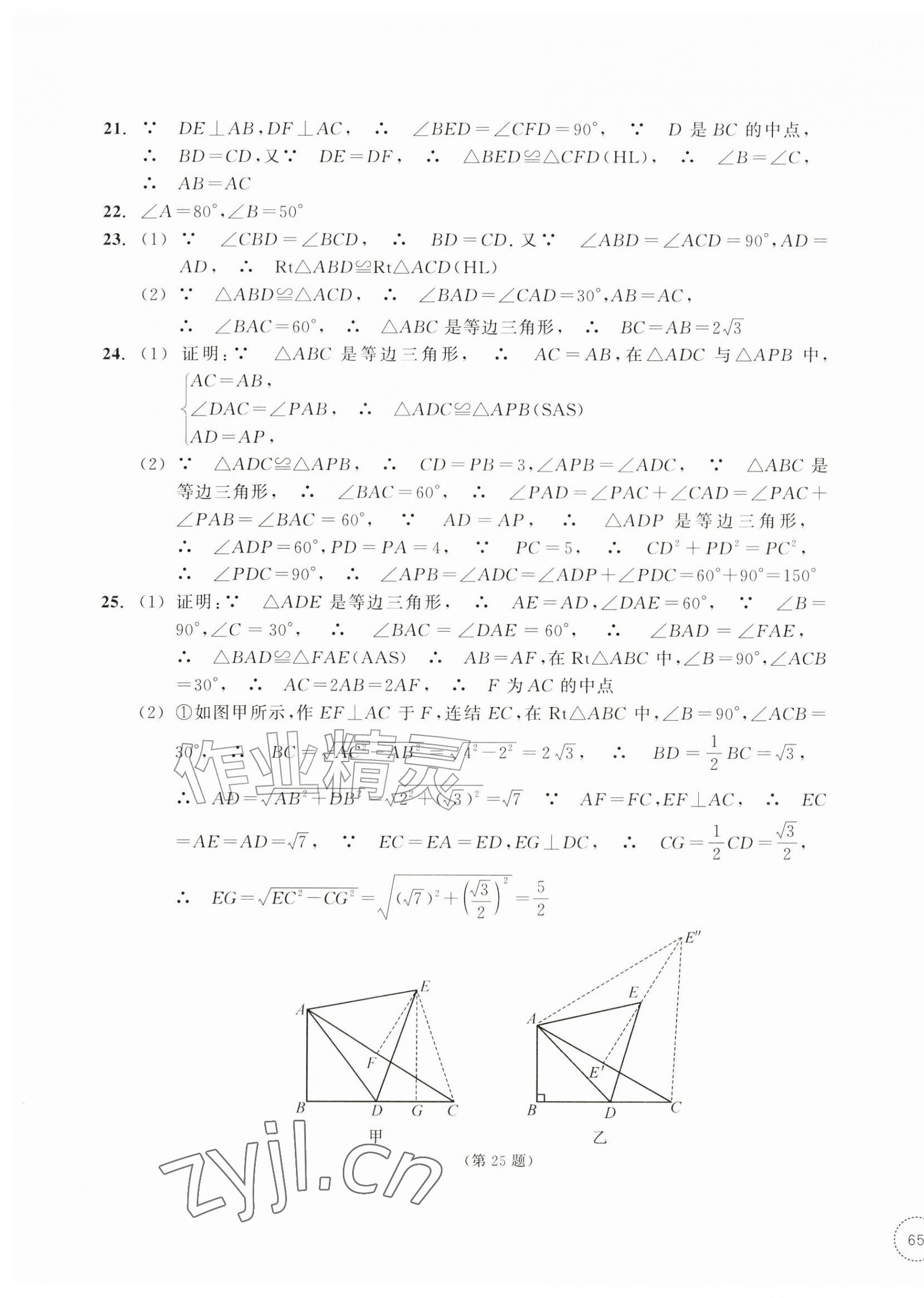 2026年单元学习指导与练习八年级数学上册浙教版&nbsp;参考答案第5页