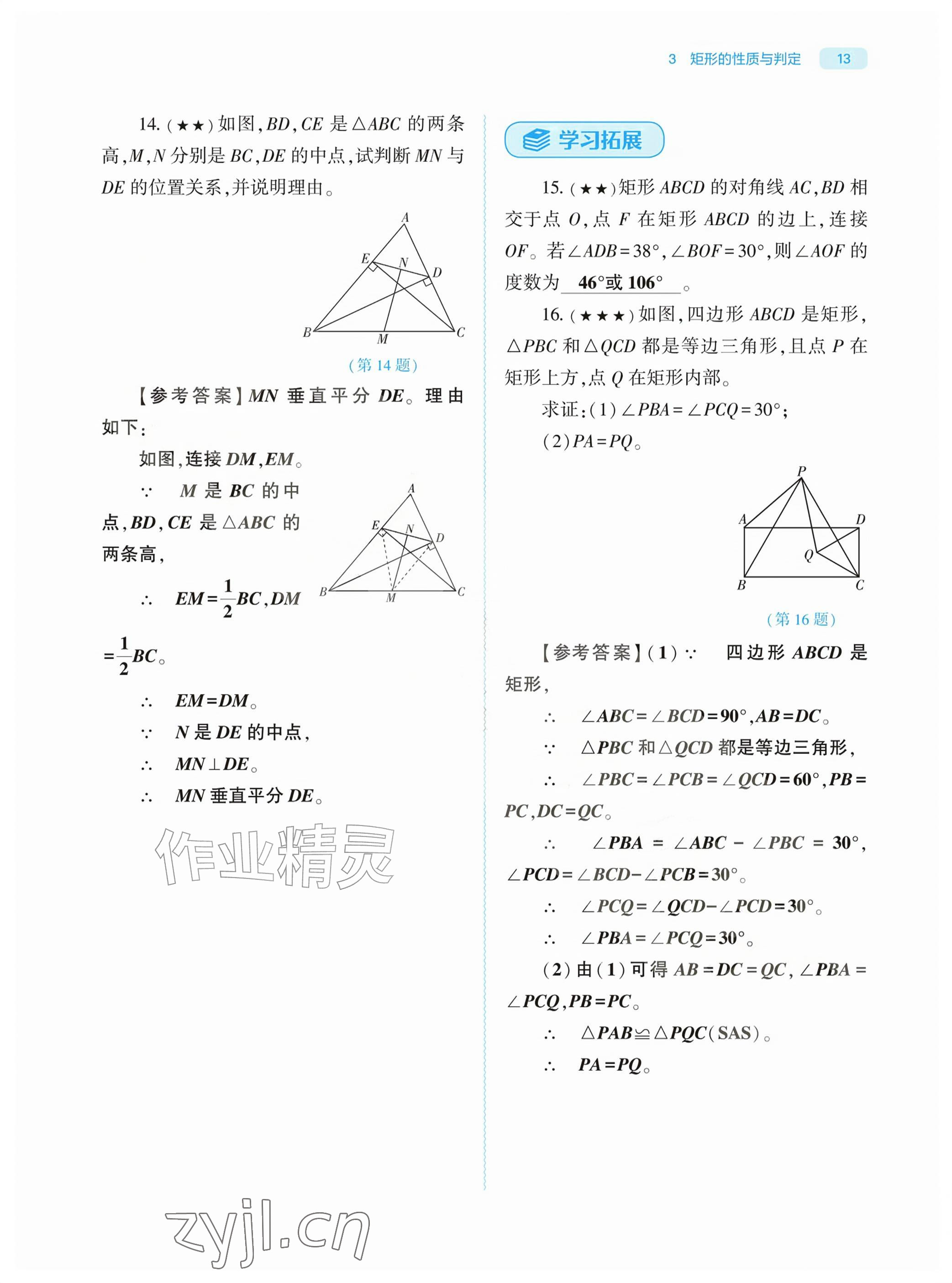 2026年基础训练大象出版社九年级数学上册北师大版&nbsp;参考答案第13页