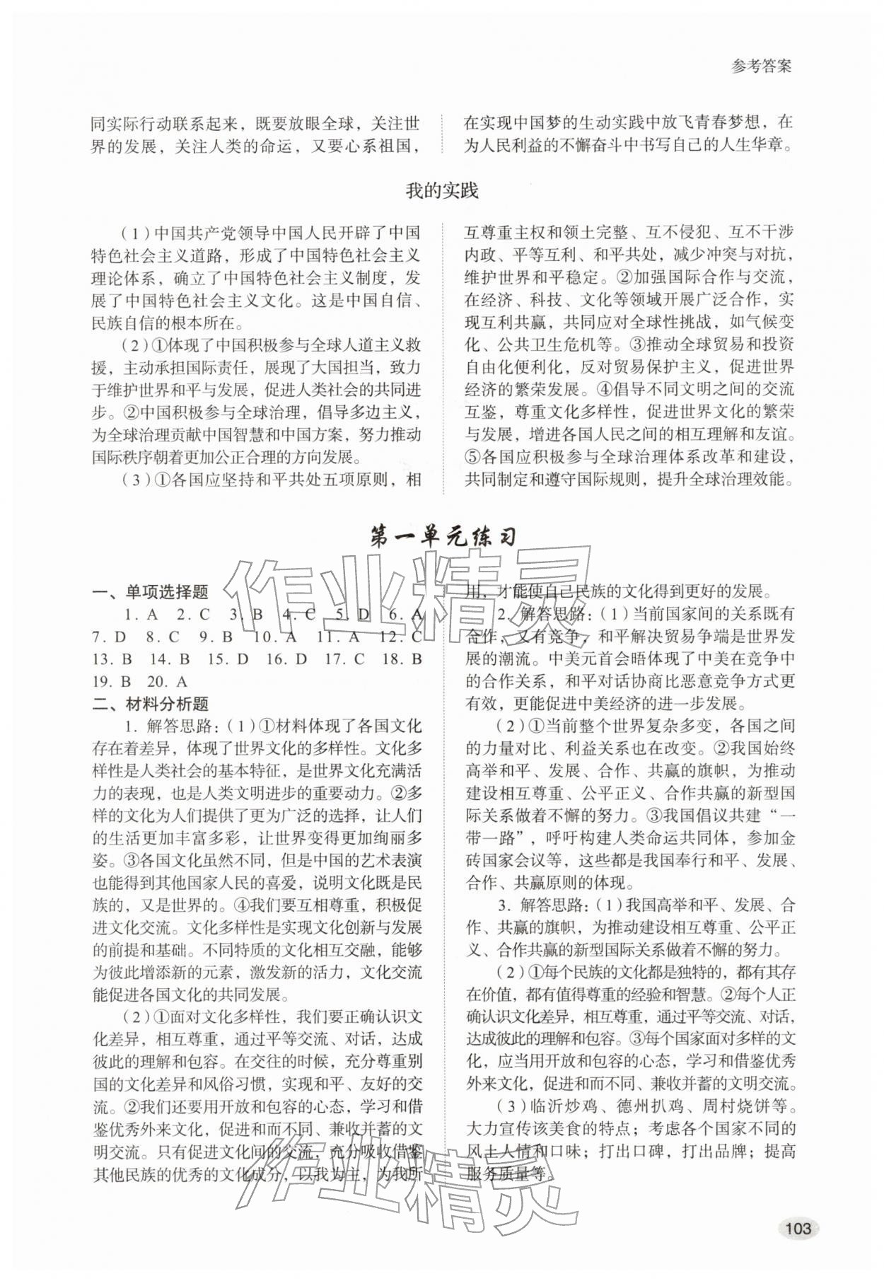 2026年学习实践手册九年级道德与法治下册人教版山东人民出版社&nbsp;第3页