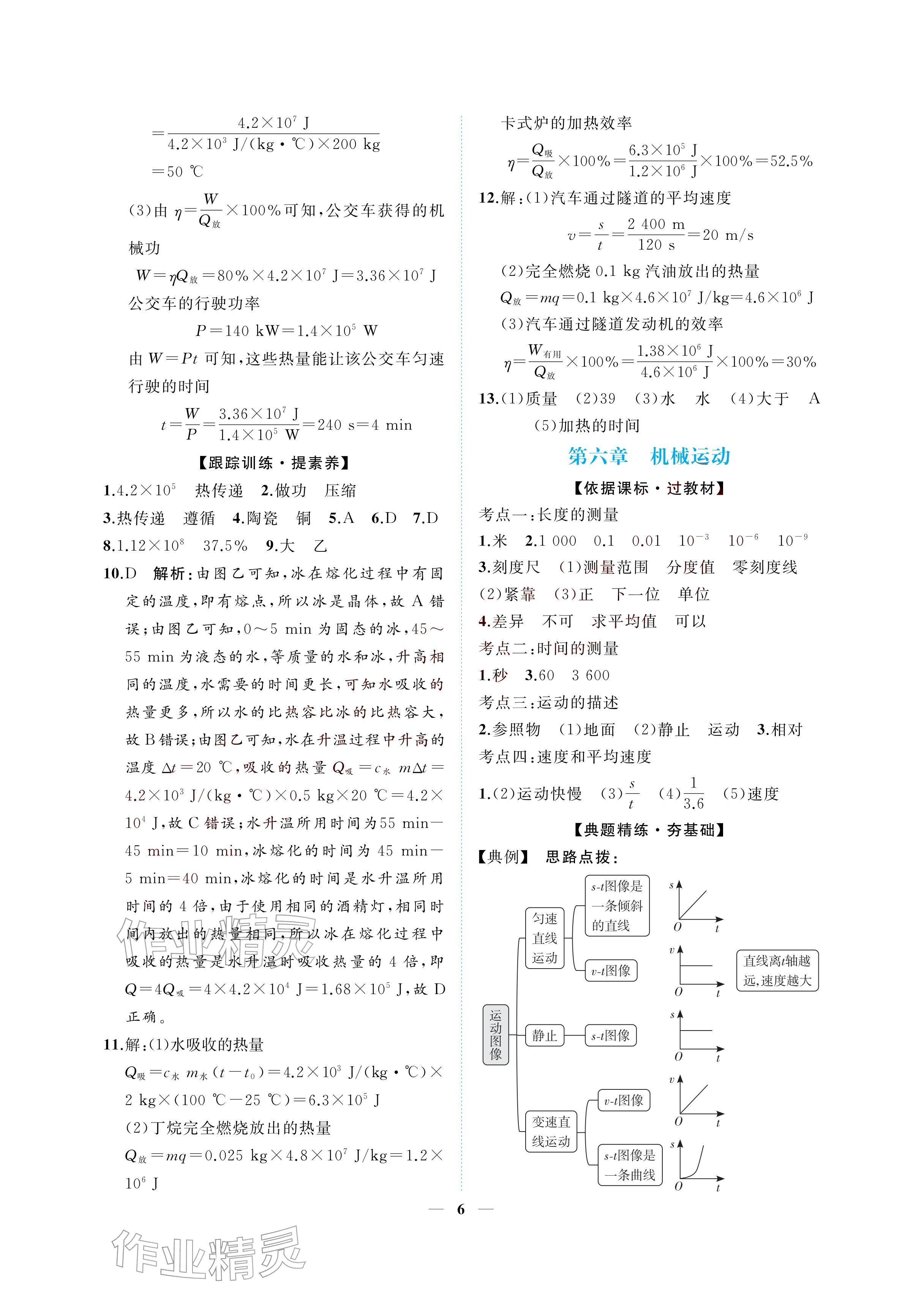 2026年初三总复习江西教育出版社物理中考&nbsp;参考答案第6页