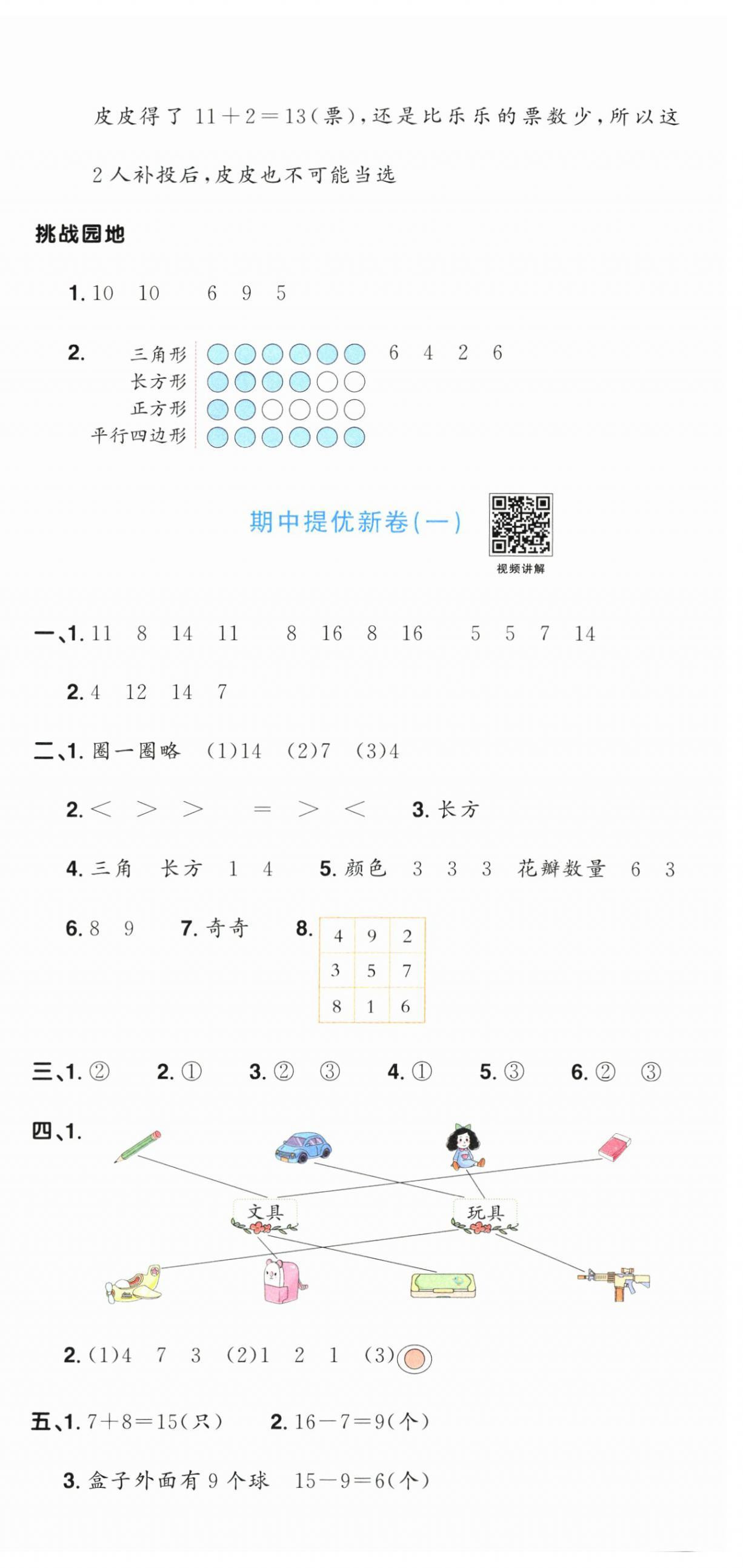 2026年阳光同学提优新卷一年级数学下册苏教版&nbsp;第9页