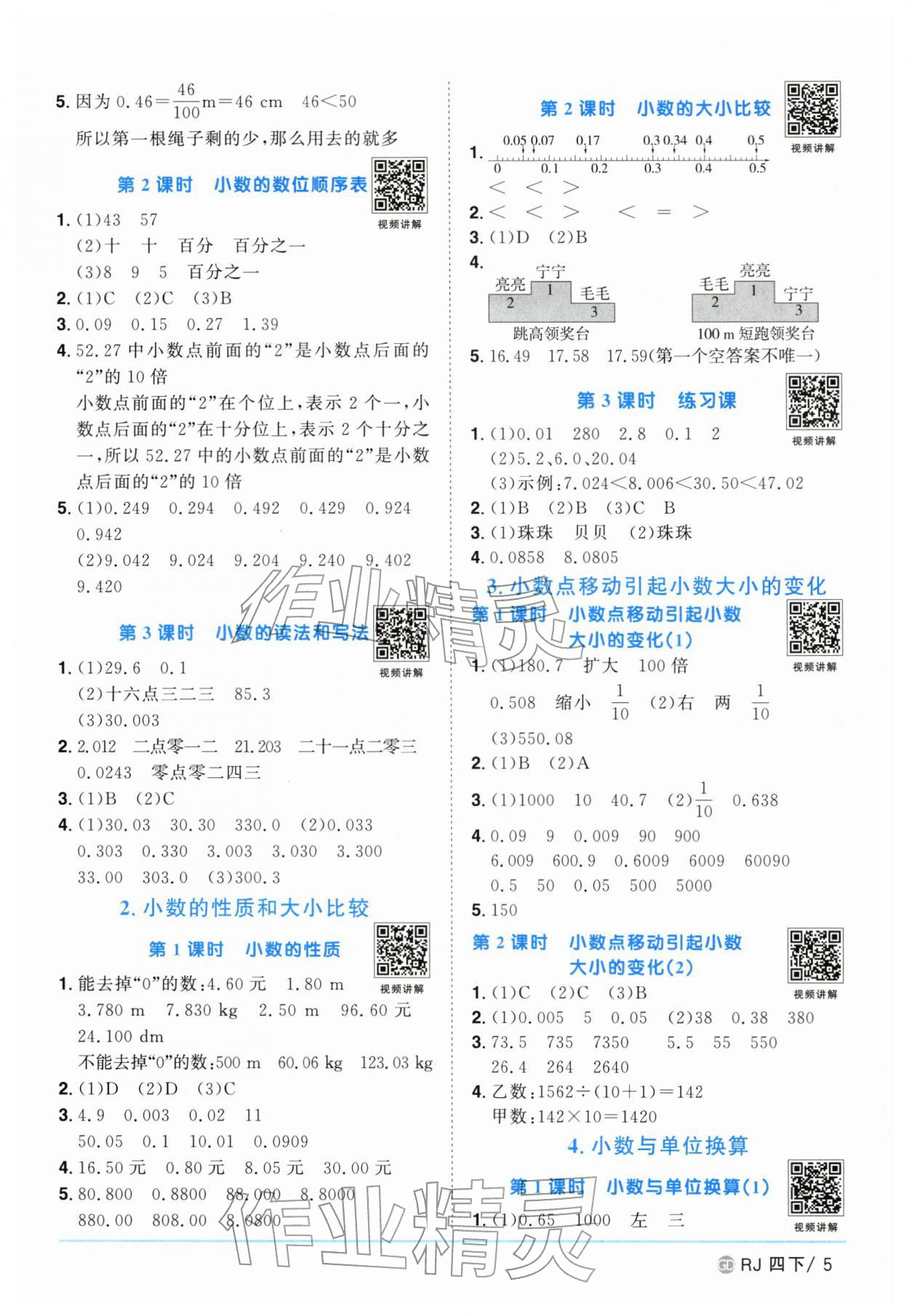 2026年阳光同学课时优化作业四年级数学下册人教版广东专版&nbsp;第5页