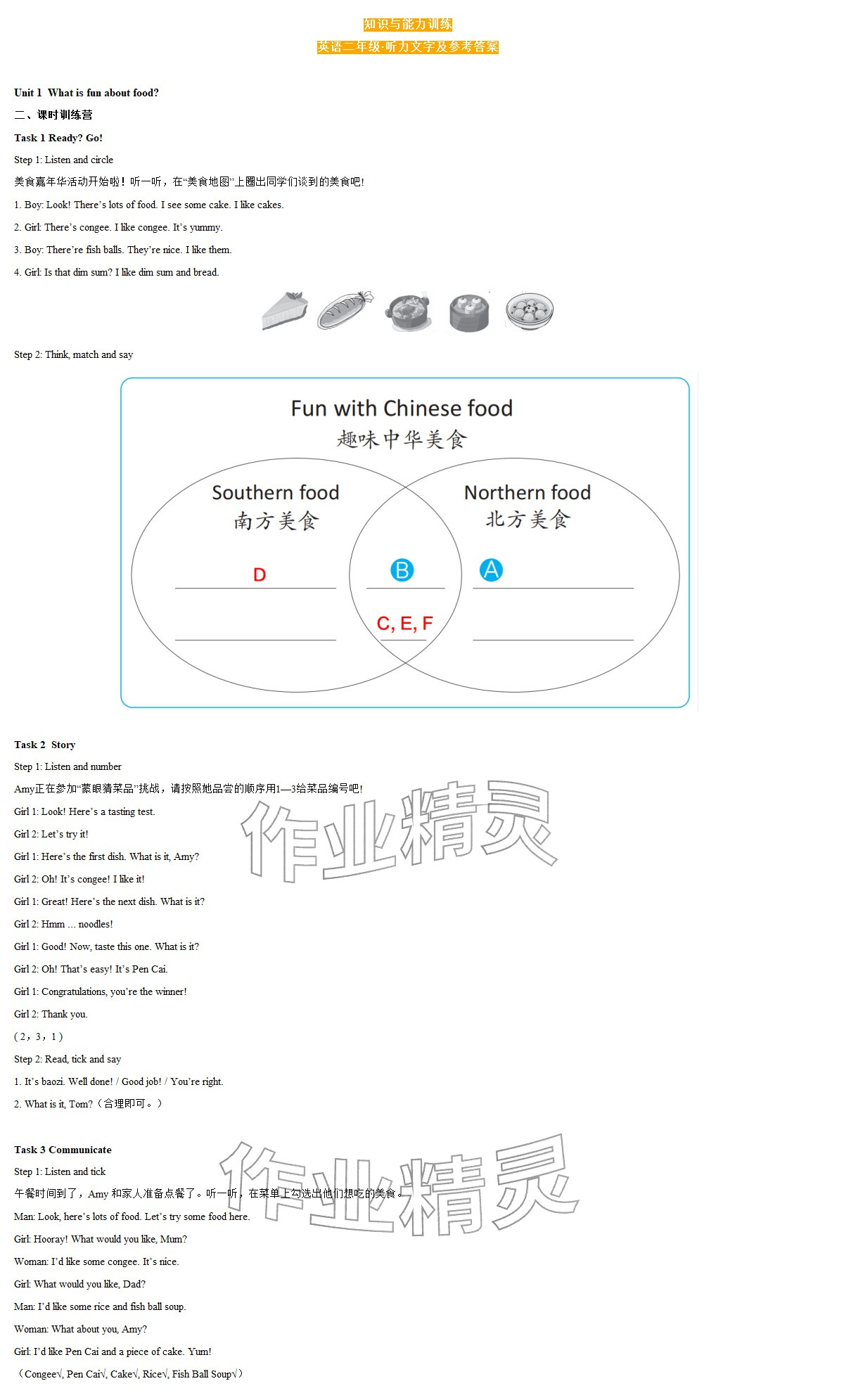 2026年知识与能力训练二年级英语下册沪教版&nbsp;参考答案第1页