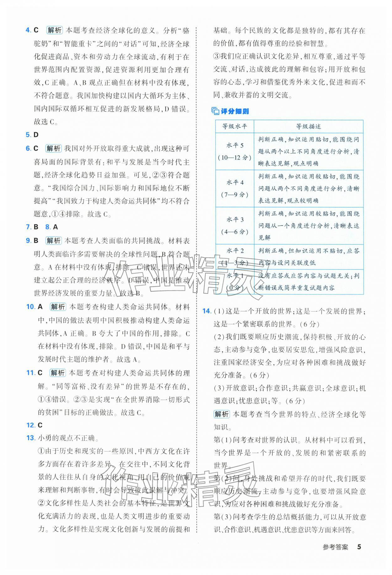 2026年提优练山东友谊出版社九年级道德与法治下册人教版&nbsp;第5页