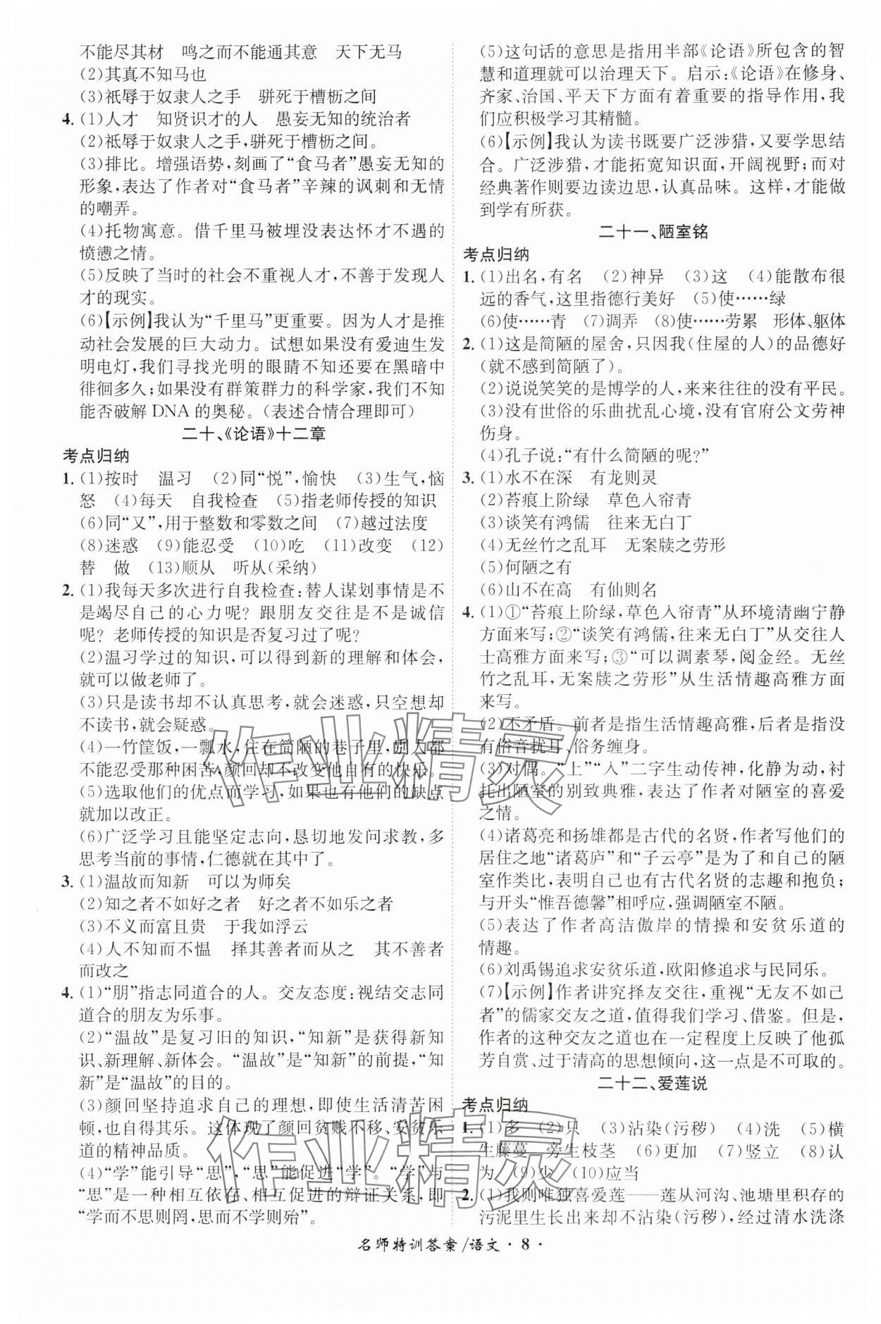 2024年名师特训语文安徽专版&nbsp;第8页