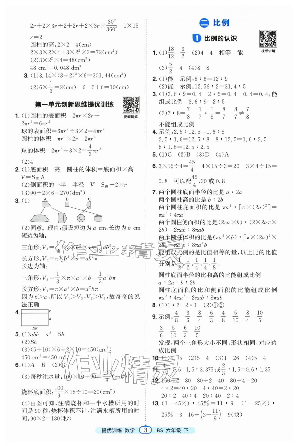2026年阳光同学课时提优训练六年级数学下册北师大版&nbsp;第3页