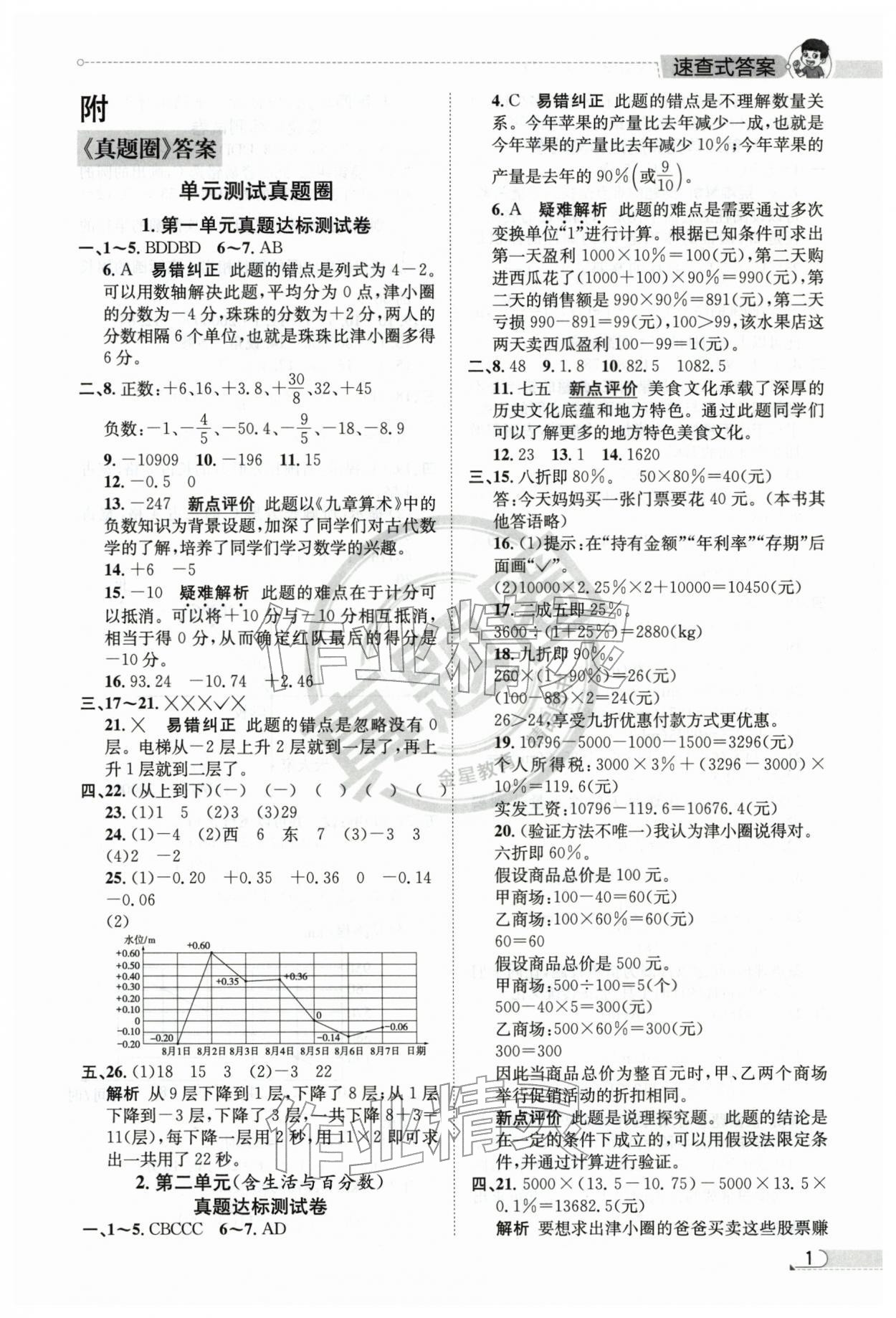 2026年真题圈天津市小学考试真卷三步练六年级数学下册人教版&nbsp;第1页
