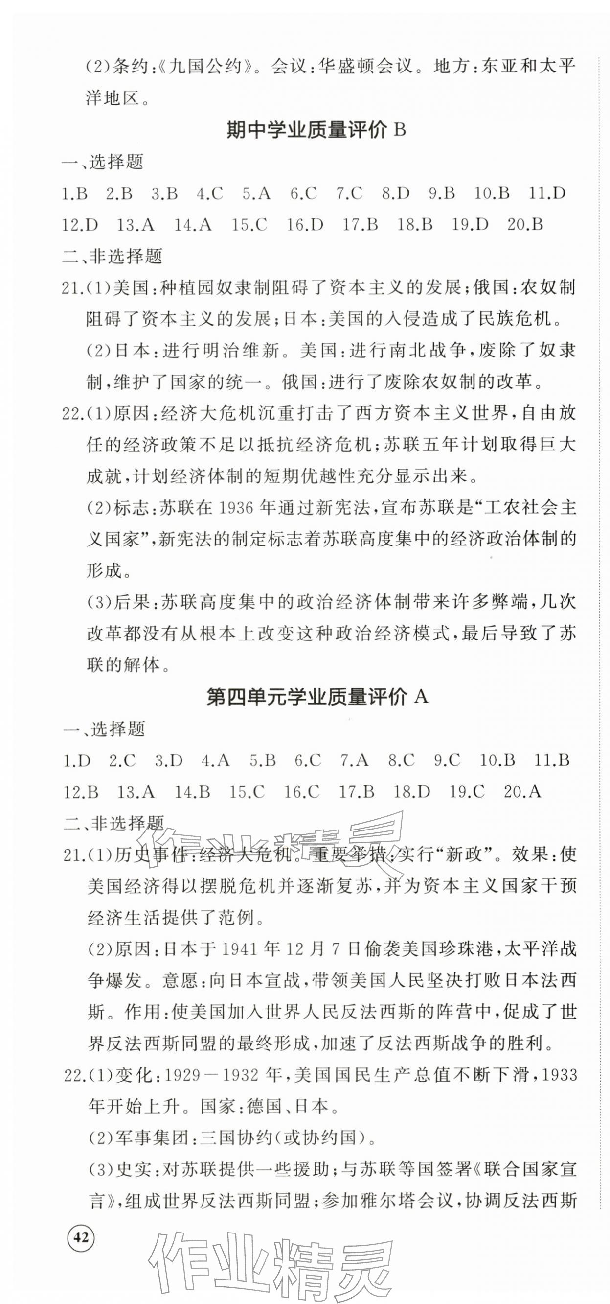2026年精练课堂分层作业九年级历史下册人教版&nbsp;第4页