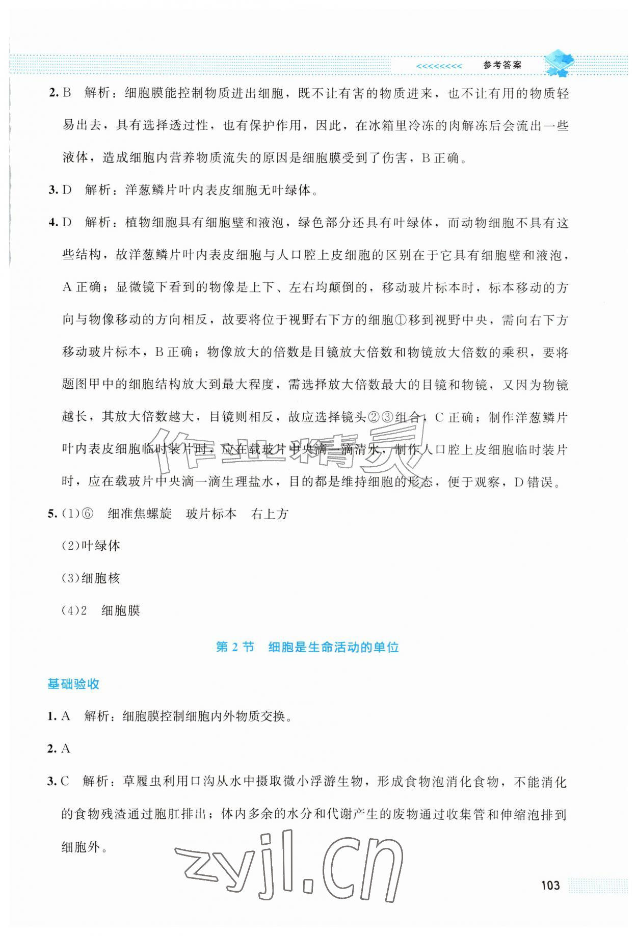 2026年课堂精练七年级生物上册北师大版云南专版&nbsp;第5页