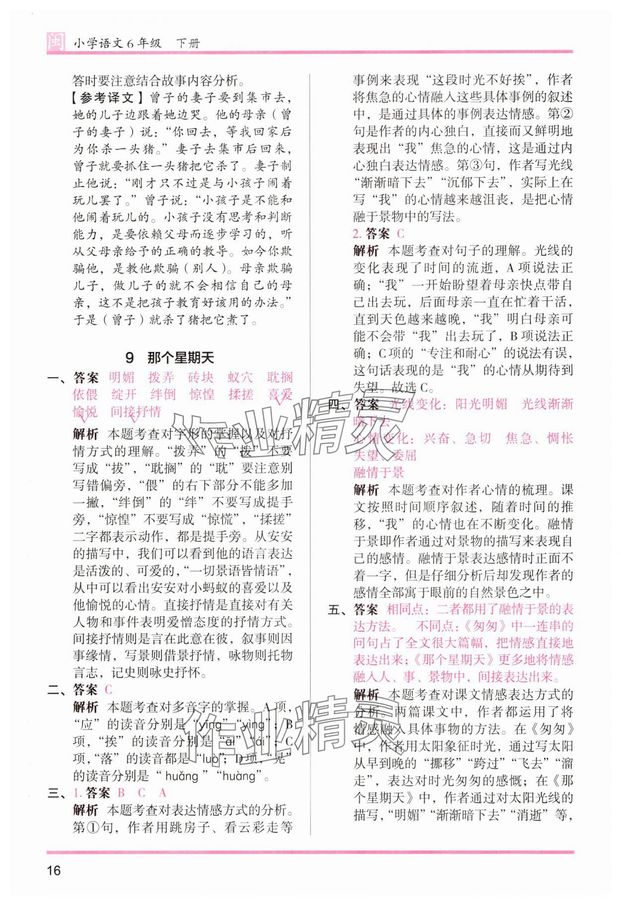 2025年木頭馬分層課課練六年級(jí)語文下冊(cè)人教版福建專版 第16頁