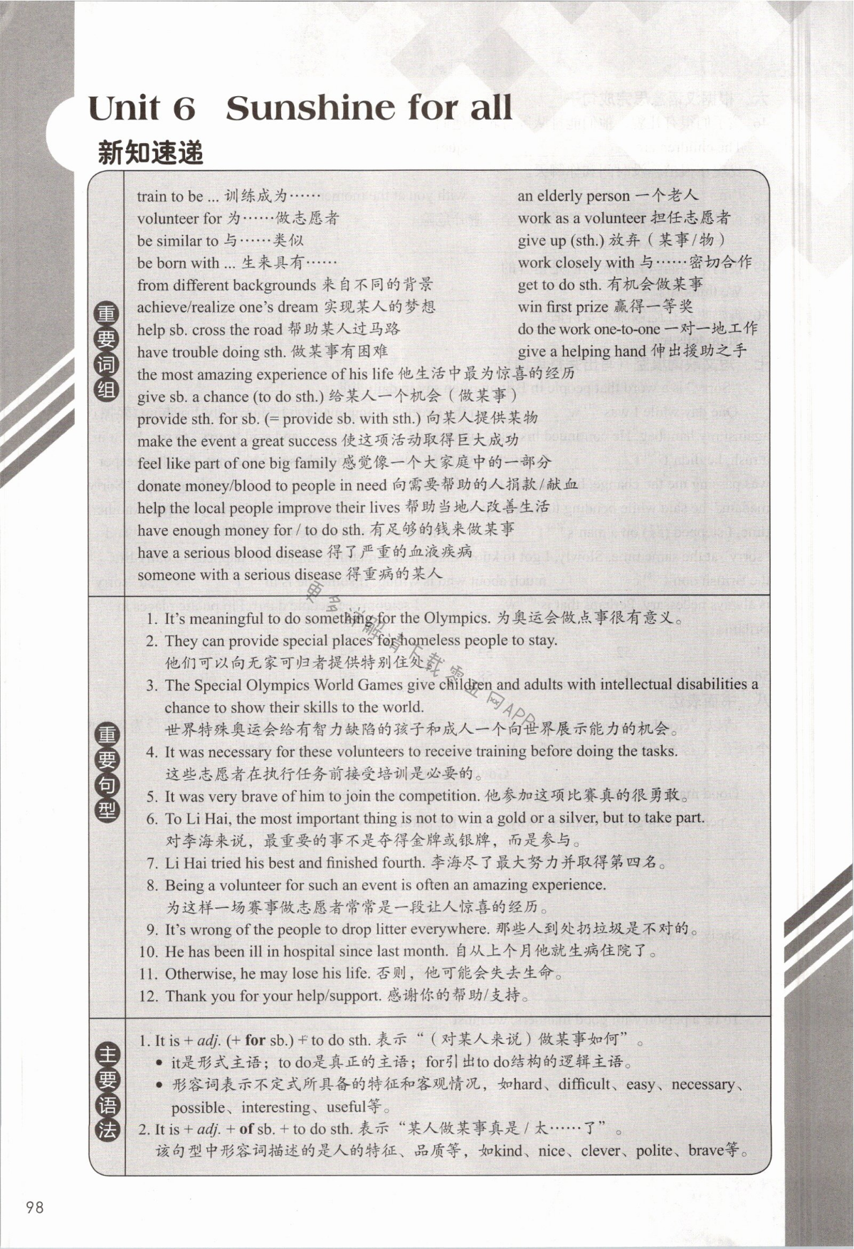 Unit 6 Sunshine for all - 第98页