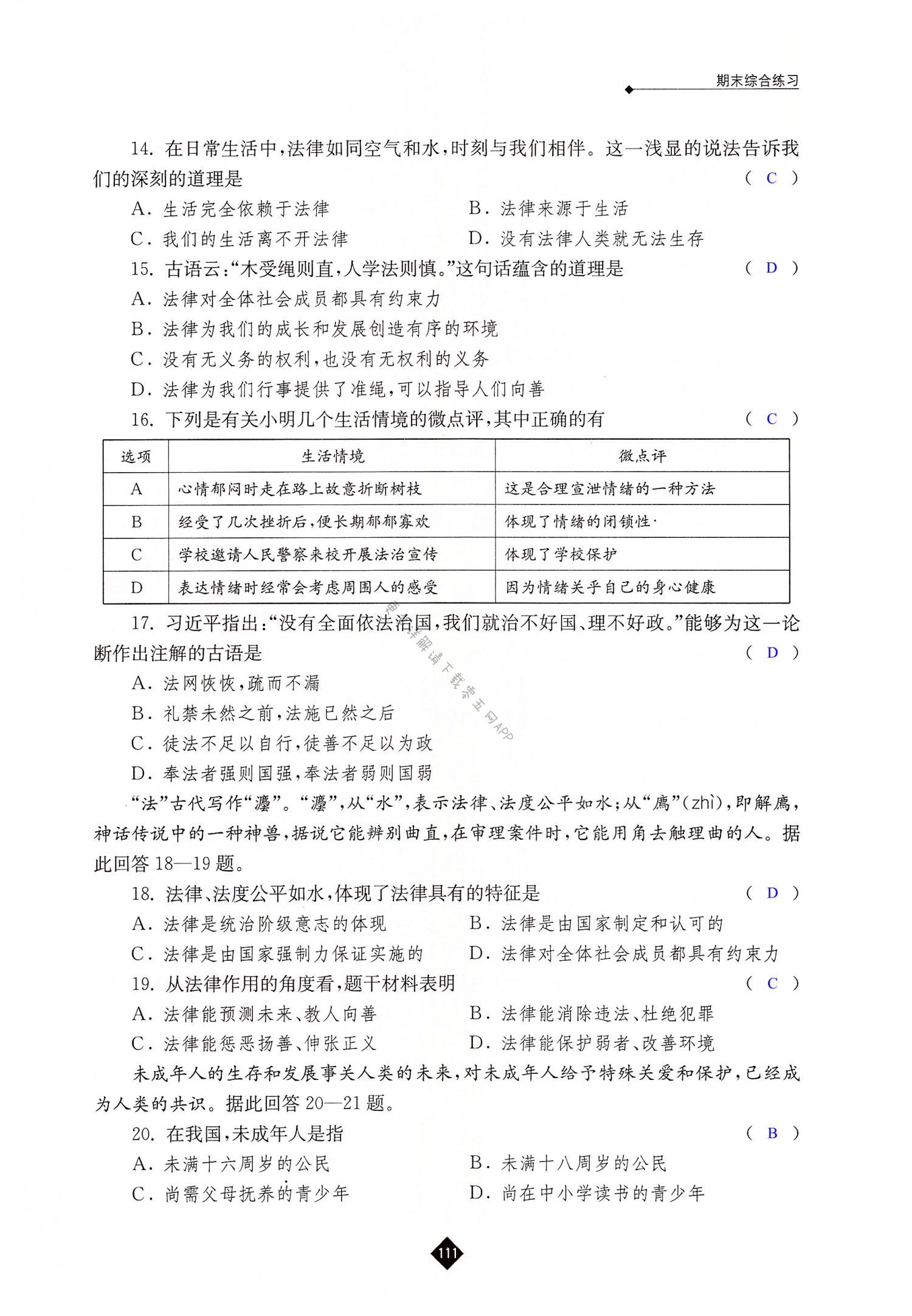 期末综合练习 - 第111页