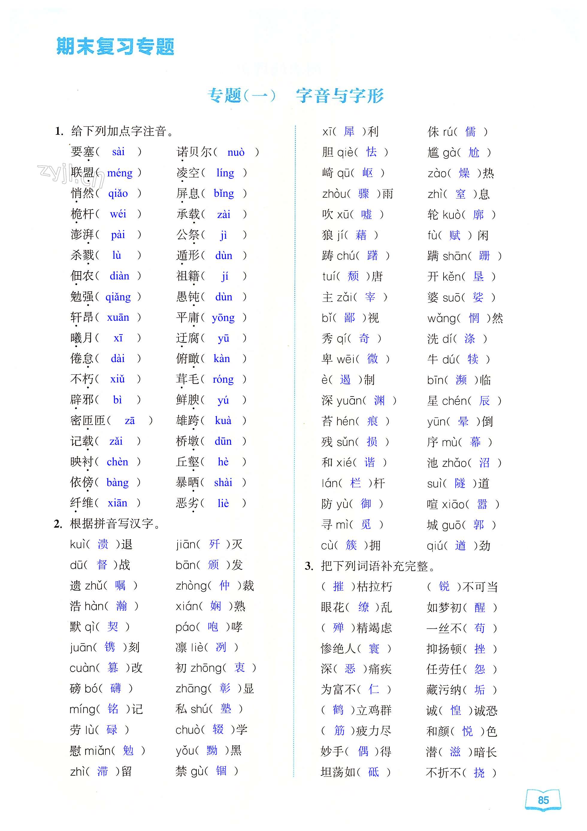 专题(一) 字音与字形 - 第85页