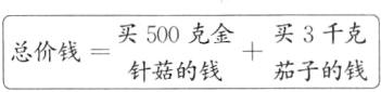 总价钱买500克金买3千克茄子的钱针菇的钱