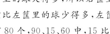 应该比左筐里的球少得多左筐里的球有80个901560中15比80少