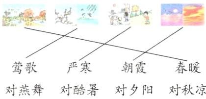 严寒朝霞春暖莺歌对燕舞对酷暑对夕阳对秋凉