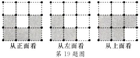 0从正面看从左面看从上面看第19题图
