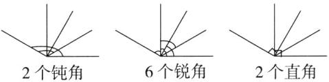 6个锐角2个直角2个钝角