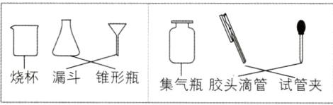 烧杯漏斗锥形瓶集气瓶胶头滴管试管夹