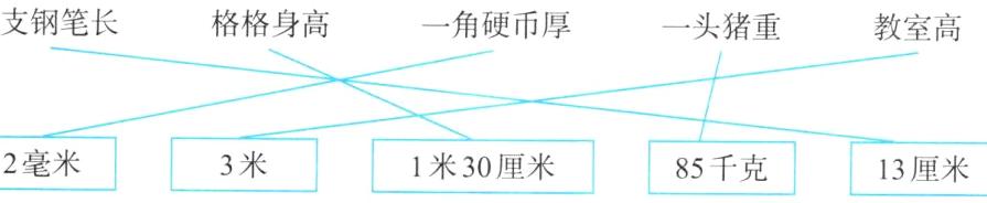 2毫米3米1米30厘米85千克13厘米