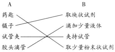 试管夹夹持试管胶头滴管取少量粉末状试剂
