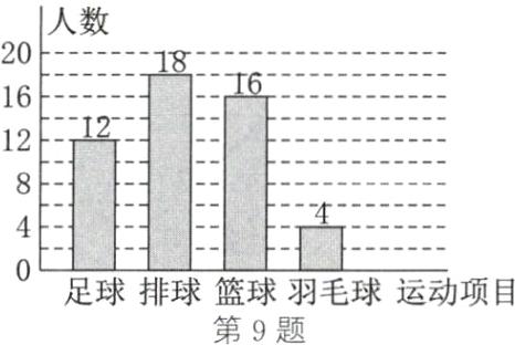 足球排球篮球羽毛球运动项目第9题