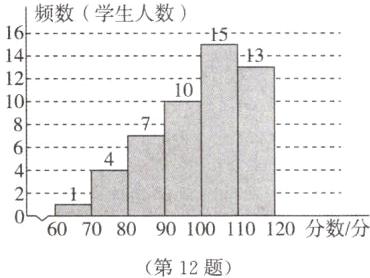 60708090100110120分数U分第12题