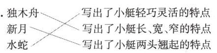 写出了小艇长宽窄的特点新月写出了小艇两头翘起的特点水蛇