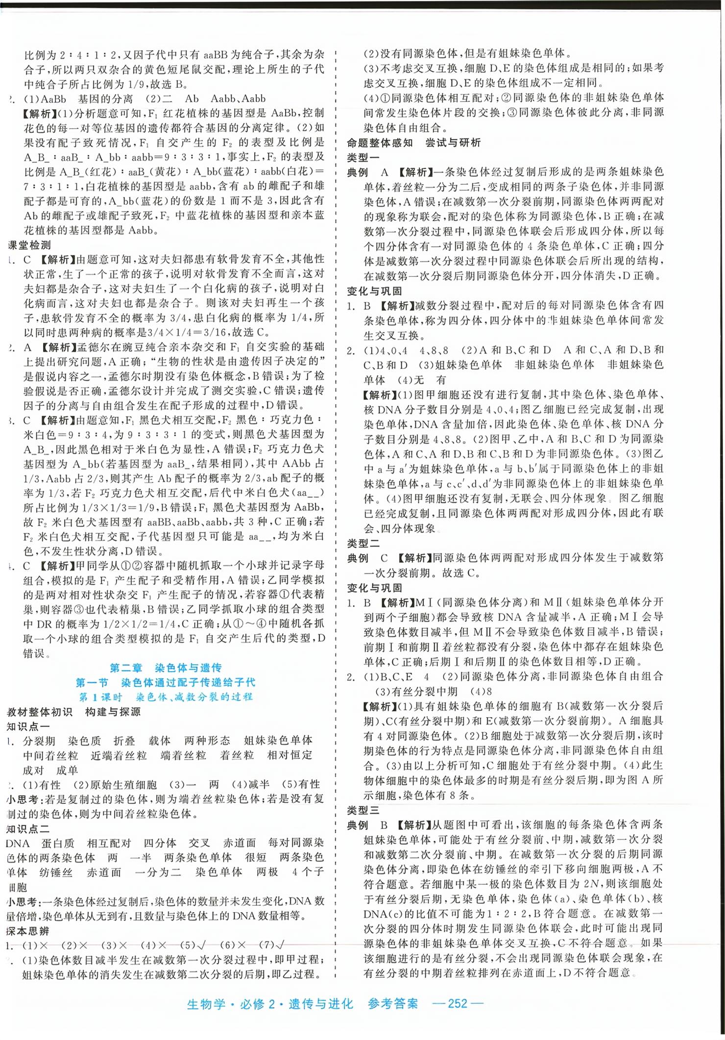 2026年精彩三年课程探究与巩固高中生物必修第二册&nbsp;第6页