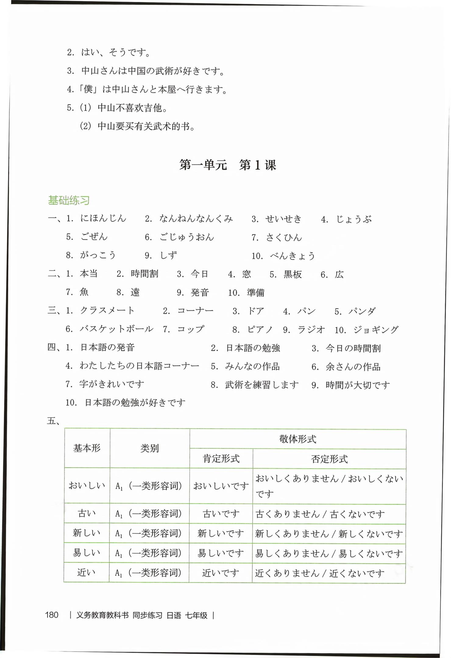 2026年同步练习日语七年级&nbsp;第8页