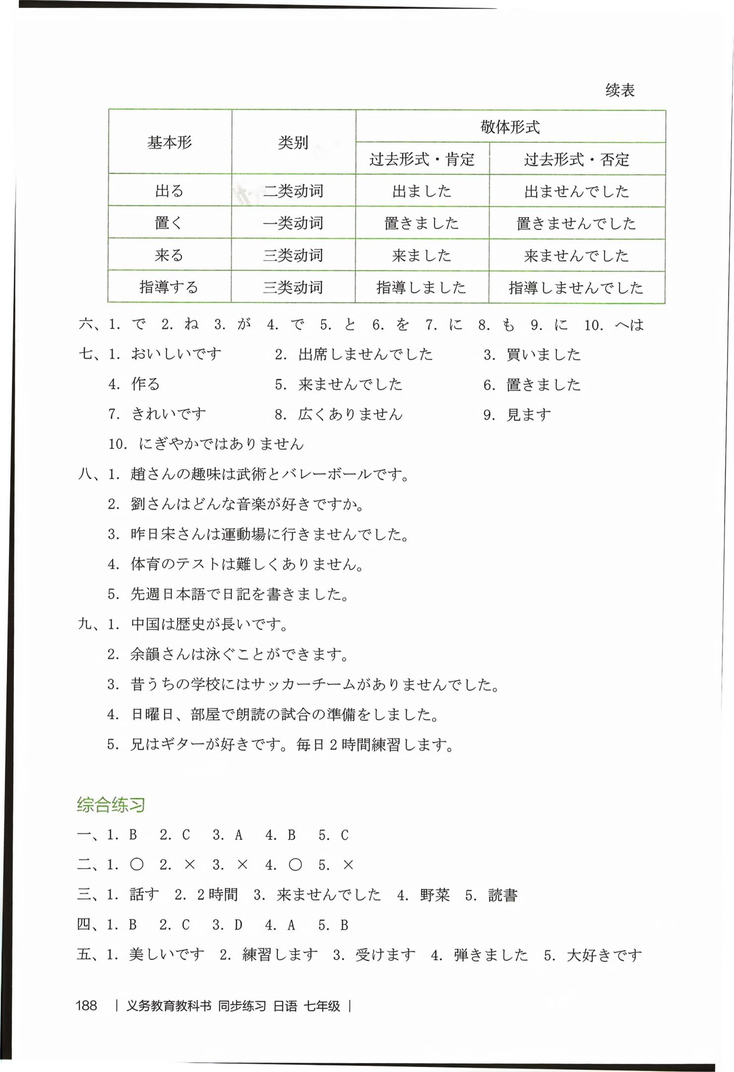 2026年同步练习日语七年级&nbsp;第16页